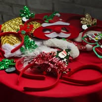 Festive decorations set out for a Christmas gathering